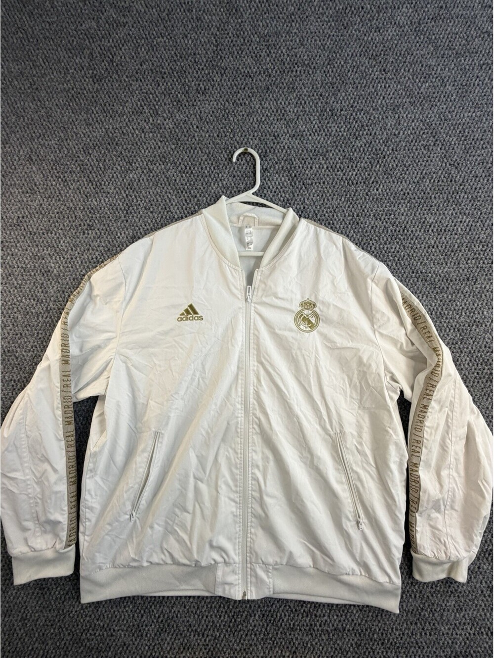 Adidas Real Madrid Track Jacket Mens 2XL White Full Zip Soccer DX8695